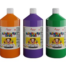 Red Rose Yeşil-Mor-Turuncu Parmak Boyası 3'lü Set 3X1000GR, Yıkanabilir, Toksik Içermez, Çocuk Okul Kreş Için