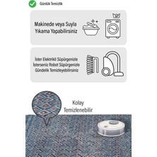 MarkaEv Lacivert Tonlu Elmas Desen Dijital Baskılı Zenit Kilim