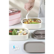 Vagonlife 1000 ml Iki Kat Üç Bölme Paslanmaz Çelik Bento Lunch Box Yeni Nesil Sefer Tası-Sos Kaseli MODEL-FFLBOX7081