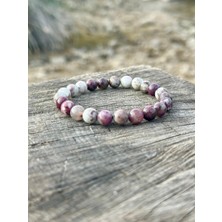 Gökçeada Doğaltaş 8 mm Rubelit Taşı Aa Kalite (Pembe Turmalin) Bileklik