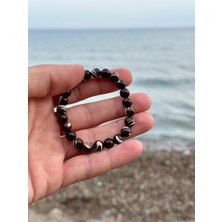 Gökçeada Doğaltaş 8 mm Esmer Sedef Taşı Bileklik Aa Kalite