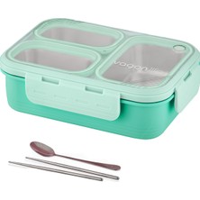 Vagonlife Lunch Box 620 ml Tek Kat Üç Bölmeli Metal Kaşıklı Yeni Nesil Sefer TASI-FFLBOX7097