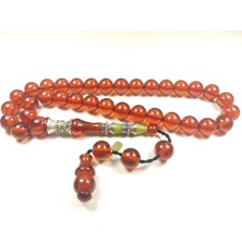 İskeçe Tesbih Usta İmzalı 925 Ayar Gümüş Nakkaşlı Sıkma Kehribar Sertifikalı 4756