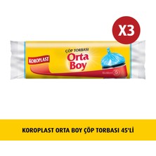 Koroplast Orta Boy Çöp Torbası 15'li x 3 Adet