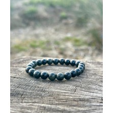 Gökçeada Doğaltaş 8 mm Obsidyen Taşı Bileklik Aa Kalite