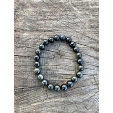 Gökçeada Doğaltaş 8 mm Obsidyen Taşı Bileklik Aa Kalite