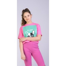 RG Brand Genç Kız Baskılı Alt ve Üst Şort / T-Şort 2 Li Takım