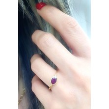 Ose Shop  Kök Yakut Taşlı 925AYAR Gümüş Üzerine Altın Kaplama Tasarım Doğal Taş Yüzük