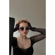 Falan Eyewear Jasmin Kadın Cat-Eye Güneş Gözlüğü Krem