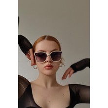 Falan Eyewear Jasmin Kadın Cat-Eye Güneş Gözlüğü Krem
