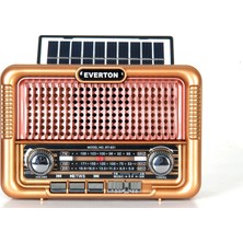 Newnet RT-651 Hem Solar Hem Şarjlı Nostaljik Fm Radyo - Bluetooth Hoparlör - Değiştirilebilir Batarya Özelliği - Güneş Enerjili Radyo