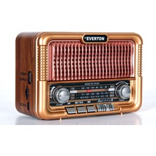 Newnet RT-651 Hem Solar Hem Şarjlı Nostaljik Fm Radyo - Bluetooth Hoparlör - Değiştirilebilir Batarya Özelliği - Güneş Enerjili Radyo