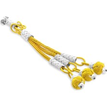 Gümüş Hediye Al Sarı-Beyaz Renk Bakır Kaplama  Üçlü Top Kazaz Püskül