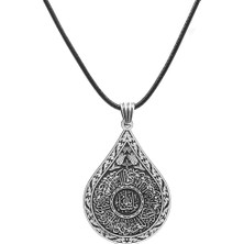 Gümüş Hediye Al Hüsn-I Hat "nazar Ayeti" Yazılı Ip Zincirli 925 Ayar Gümüş Madalyon