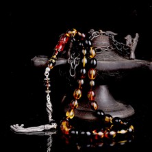 İnan Tesbih Ateş-I Kehribar Karışık Renk Gümüş Püsküllü Tesbih