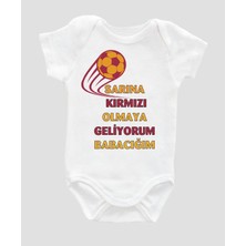 Outdoor One Sarına  Kırmızı Olmaya Geliyorum Babacığım Baskılı Yazılı Bebek Body Bebek Badi Çıtçıtlı Zıbın ZBN014
