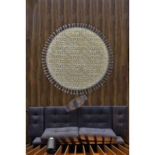 Konfor Halı Dekoratif Saçaklı Pamuk Tabanlı Modern Dokuma Yuvarlak Kilim 80 x 80 cm