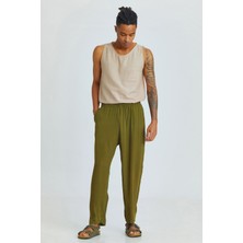Clandestino Relaxed Fit Dökümlü Erkek Pantolonu Haki