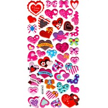 Limmy Sticker Kabartmalı Stiker Defter, Planlayıcı Etiket (HL88-028)-17X9 Cm- Kalp Kurdele