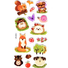Limmy Sticker Kabartmalı Stiker Defter Planlayıcı Etiket (LRI005)-17X9 Cm- Minik Hayvanlar