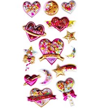 Limmy Sticker Kabartmalı Sticker Defter, Planlayıcı Etiket (PULLU-809) - 17X9 cm - Kalp Yıldız
