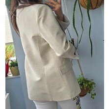 Ece Kahraman Kol Detaylı Astarlı Keten Blazer Ceket