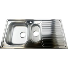 Quasar Ankastre Krom Kaplama Paslanmaz Çelik Eviye 50 x 100 cm 1.5 Gözlü Sağ Damlalıklı
