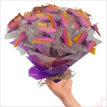 Süsle Bebek ve Parti LED Işıklı Kelebek Buketi - 45CM x 30CM