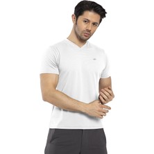 Crozwise Waffle - Erkek Beyaz V Yaka Spor T-Shirt - 7130-08