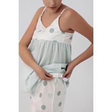 Artış Collection Puantiyeli Askılı Viskon Hamile Pijama Takımı 16201