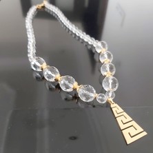 Devi Fashion Kleopatra Çelik Uçlu Doğal Kristal Taşlı Kolye