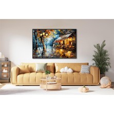 Tablosan Yağlı Boya Dokulu Tablo Modern Paris Sokak Kafe U09016