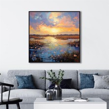 Tablosan Yağlı Boya Dokulu Tablo Gölde Gün Batımı U06004