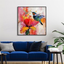 Tablosan Yağlı Boya Dokulu Tablo Modern Renkli Sinek Kuşu U04030