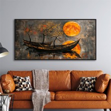 Tablosan Yağlı Boya Dokulu Tablo Modern Güneş ve Gondollar U06020