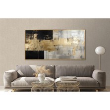 Tablosan Yağlı Boya Dokulu Tablo Siyah Altın Gold Soyut U08052