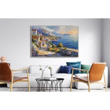 Tablosan Yağlı Boya Dokulu Tablo Modern Spatula Akdeniz Evleri Manzarası U06039