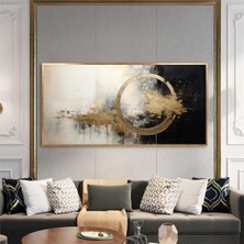 Tablosan Yağlı Boya Dokulu Tablo Siyah Altın Gold Soyut U08049
