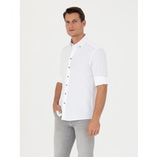 Cacharel Erkek Beyaz Slim Fit Uzun Kollu Gömlek 50265476-VR013