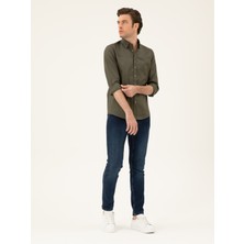 Cacharel Erkek Haki Slim Fit Pamuk Karışımlı Gömlek 50285450-VR027