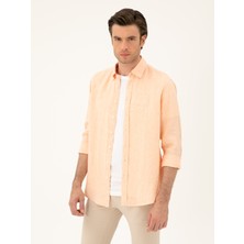 Cacharel Erkek Turuncu Regular Fit %100 Keten Gömlek 50284823-VR051