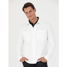Cacharel Erkek Beyaz Regular Fit Uzun Kollu Ceket Gömlek 50265849-VR013