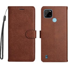 Manyi Mall Kart Yuvası Klasik Kılıf ile Realme C21Y Yüksek Kaliteli Deri Için Flip Case (Yurt Dışından)