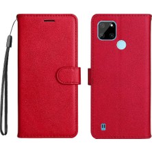 Manyi Mall Kart Yuvası Klasik Kılıf ile Realme C21Y Yüksek Kaliteli Deri Için Flip Case (Yurt Dışından)