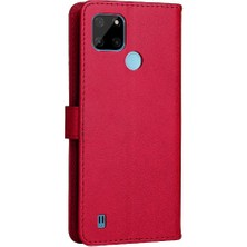 Manyi Mall Kart Yuvası Klasik Kılıf ile Realme C21Y Yüksek Kaliteli Deri Için Flip Case (Yurt Dışından)