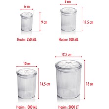 Kaite 24'lü Barok Yuvarlak 4 Boy Kavanoz Seti & Saklama Kabı & Erzak Kabı (6*2000 Ml, 6*1000 Ml, 6*500 Ml, 6*250 Ml)