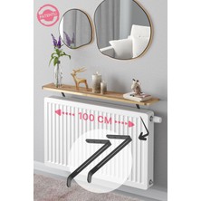 Nidage Metal Montajsız Petek Üstü Uçan Raf Dresuar Kalorifer Peteği Rafı Kitaplık 100 x 18 cm Gold Çam Ova