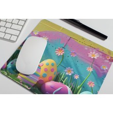 Nino Store Çiçekli Renkli Duvar ve Renkli Paskalya Yumurtaları Dikdörtgen Şeklindeki Hediyelik ve Günlük Kullanıma Uygun Baskılı Mouse Pad