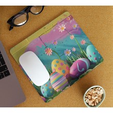 Nino Store Çiçekli Renkli Duvar ve Renkli Paskalya Yumurtaları Dikdörtgen Şeklindeki Hediyelik ve Günlük Kullanıma Uygun Baskılı Mouse Pad