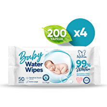 Papilion Baby Water Wipes %99 Saf Su Içeren Bebek Islak Havlu 4X50 (200 Yaprak)